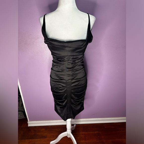 Crisscross Open Back Ruched Silky Dress - Picture 2 of 11